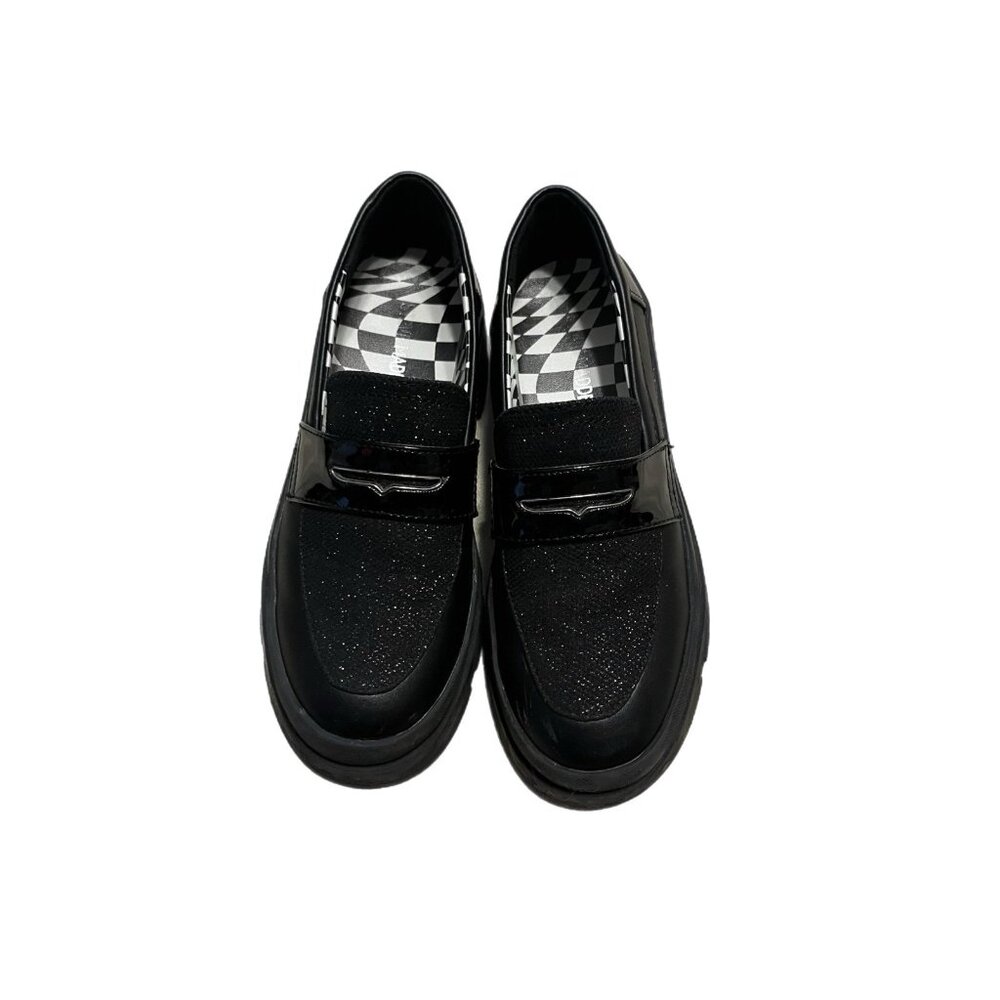 Steve Madden Girls Black Glitter Loafers Size 2M